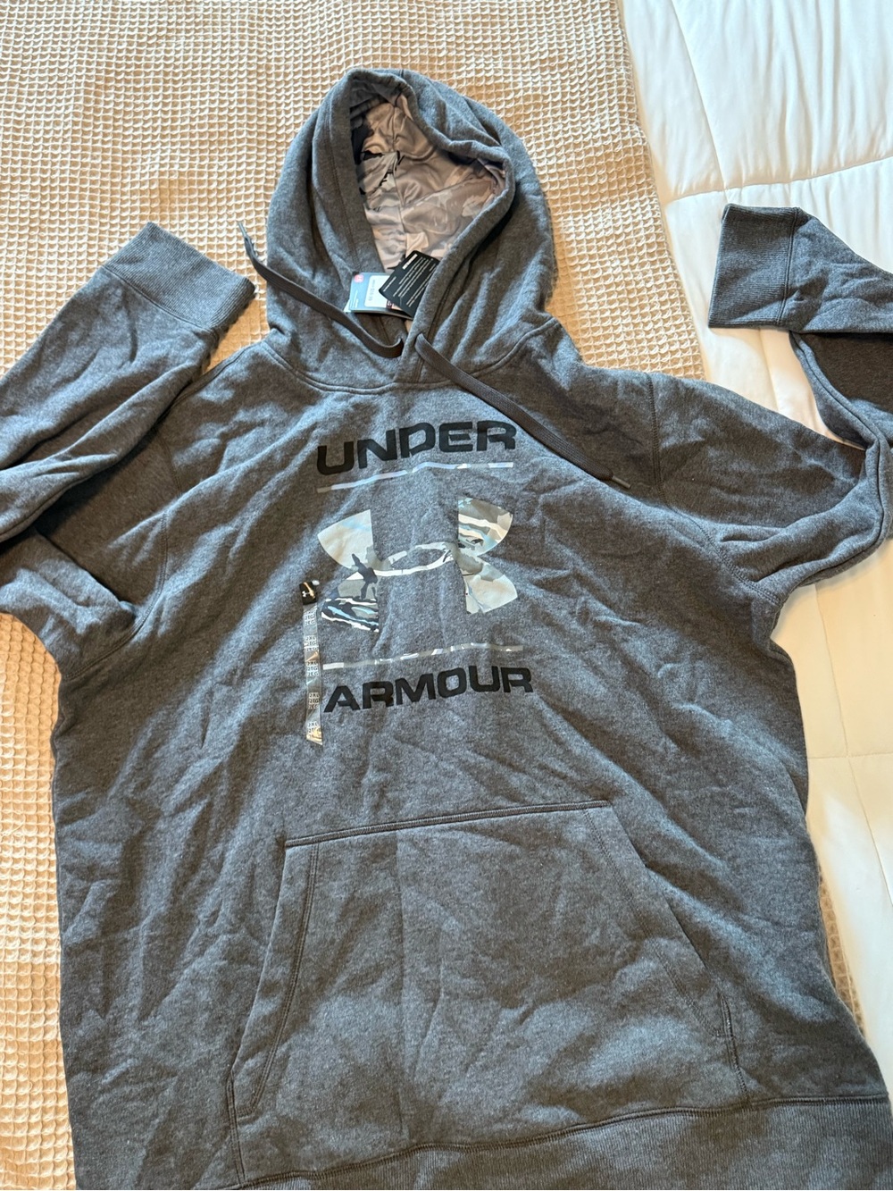 Under Armour Gray Hoodie with Camo Hood Lining